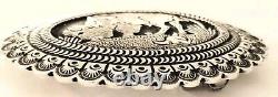 Navajo Sterling Silver Bison Belt Buckle Signed D, 64.5 g