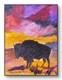 Neal Original 12x16 Expressionist Bison Sunset Prairie Painting Signed Canvas