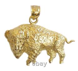 New 14k Gold Bison Buffalo Pendant