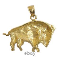 New 14k Gold Bison Buffalo Pendant