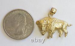 New 14k Gold Bison Buffalo Pendant