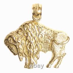 New 14k Yellow Gold Bison Buffalo Pendant