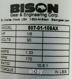 New Bison 507-01-106ax Gear Motor 10.61 90v 1/8hp 5/8 Dia. 50701106ax