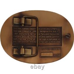 New Bronze Kansas State Parks 89 Buffalo Bison 1980s Nos Vintage Belt Buckle
