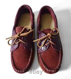 New England Outerwear Handsewn in Maine Camp Moc Burgundy Suede & Bison sz 9