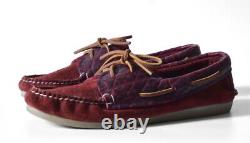 New England Outerwear Handsewn in Maine Camp Moc Burgundy Suede & Bison sz 9