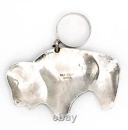 New Hand Crafted T&R Singer Bison Overlaid Sterling Silver 12k Gold Pendant