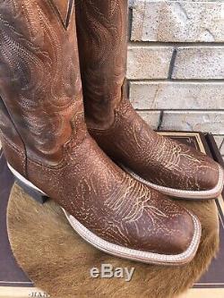 New Lucchese Square Toe Bison Leather Western Cowboy Boots 13 D