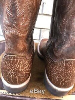 New Lucchese Square Toe Bison Leather Western Cowboy Boots 13 D