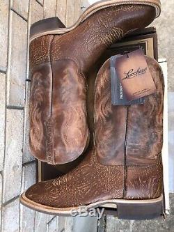 New Lucchese Square Toe Bison Leather Western Cowboy Boots 13 D