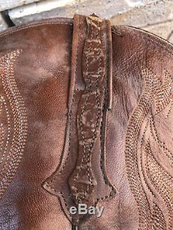 New Lucchese Square Toe Bison Leather Western Cowboy Boots 13 D