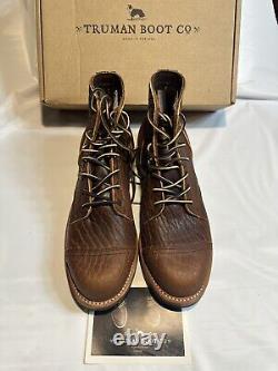 New Truman Boot Company -Cognac Shrunken Bison 79 Last Boots -Size 12 US 12.5 EE