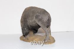 North American Wildlife Bison Buffalo Sculpture Sand Cast Natures Habitat Vntg