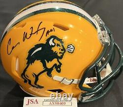 North Dakota State Bison Carson Wentz Signed Mini Helmet JSA Certified