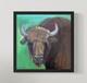 ORIGINAL PAINTING BULL BISON 8x8 SIGNED CANVAS