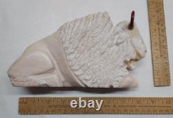 Off-WHITE BUFFALO / BISON Marble / Stone ARAGON Sculpture / Figure