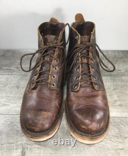 Origin American Bison Maine Mens Natural Leather Work Soft Toe Boots Size 9 USA