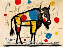 Original Bison Art 16x12 Canvas Colorful Abstract Neo Expressionist Painting