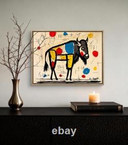 Original Bison Art 16x12 Canvas Colorful Abstract Neo Expressionist Painting