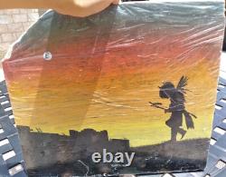 Original Native American Buffalo Dance Painting Dine (Navajo) Acrylic on Granite