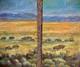 Original OIL painting BUFFALO Bull UTAH Herd mountain bison sage Landscape 2 pc