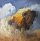 Original Oil painting BUFFALO BISON Bull Western WILDLIFE Yellowstone Nature