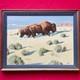 Original Rod Lawrence Framed Bison Painting 11 1/2 x 15 1/2 Viewable Look