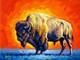 Original Western Art American Bison, Buffalo, Hand Painted 40x30 Inches Signed