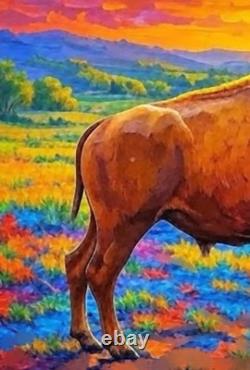 Original Western Art-Hand Painted American Bison, Buffalo, 30x20 Inches, Signed