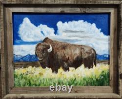 Original Wildlife Oil Painting Bull Bison by Marc Bitler