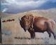 Original oil painting wildlife buffalo American bison bull Carol Proebstel