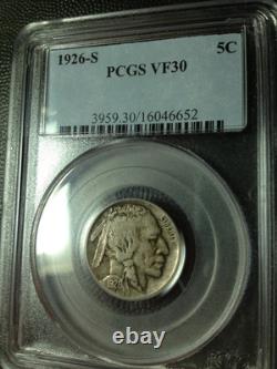PCGS VF-30 1926-S Buffalo Nickel Lowest Mintage Combined Shipping