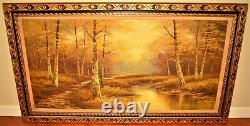 PHILLIP CANTRELL Original Vintage Signed Large River Lake Landscape Oil Painting