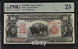 PMG25 FR#114 1901 $10 Ten Dollars BISON Red Seal Legal Tender Note Lyons/Roberts