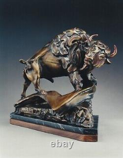 Pati Stajcar Boundaries Bison Buffalo Bronze Sculpture 14 Tall Ltd Ed of 9