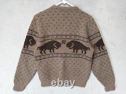 Pendelton Wool Pullover Sweater Men's Size Small Brown, Buffalo Bison Graphic