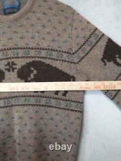 Pendelton Wool Pullover Sweater Men's Size Small Brown, Buffalo Bison Graphic