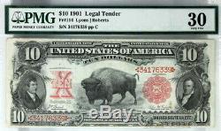 Pmg Very Fine 30 1901 Bison $10 Legal Tender United States Note Fr. 114 Vf30