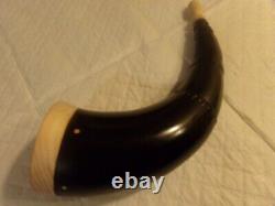 Powder horn made from American Bison horn with pine wood