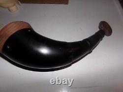 Powder horn made from American Bison horn with walnut wood