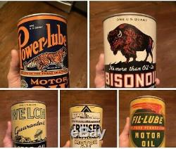 Powerlube, Polly, Bison, Quarts Harley Davidson Rocker, Oilzum Oil Cans Can NR