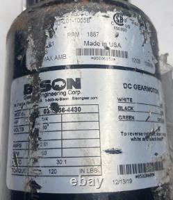 Pre-Owned Bison DC Gearmotor 1887 RPM 120 In Lbs Reversable 1/4hp