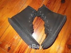 QUODDY WOMENS Hand Made Black Bison GRIZZLY BOOTS, Crepe soles. Size 8.5 N W Bag