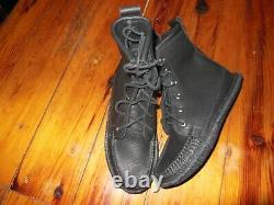 QUODDY WOMENS Hand Made Black Bison GRIZZLY Boots, Crepe soles. Size 8.5 N W Bag