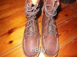QUODDY WOMENS Hand Made Brown Bison GRIZZLY BOOTS, Crepe soles. Size 6.5 N W Bag