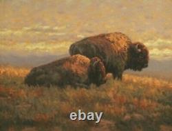 R. K. Jolley original oil painting bison buffalo wildlife impressionist animals
