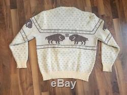 RARE Bison Fair Isle Christmas Sweater Pendleton Mills MSRP $495 XL