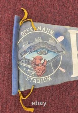 RARE Vintage 1950's Buffalo Bisons Baseball Pennant Offermann Stadium SHIP FLAT