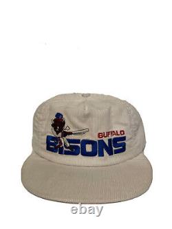 RARE Vintage Buffalo Bisons Corduroy Snapback AAA Baseball Embroidered White