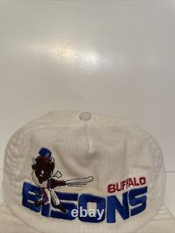 RARE Vintage Buffalo Bisons Corduroy Snapback AAA Baseball Embroidered White